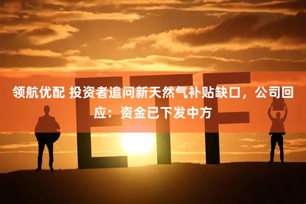 领航优配 投资者追问新天然气补贴缺口，公司回应：资金已下发中方